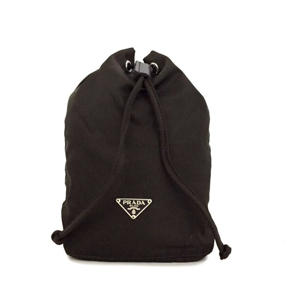 PRADA Logo Plate Nylon Cosmetics Drawstring Pouch Bag /9U0843 - Picture 1 of 8
